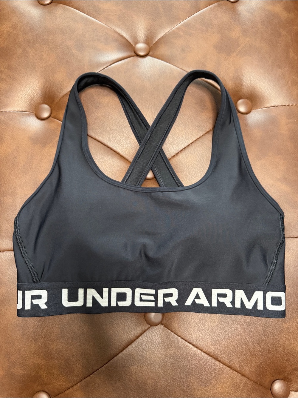 Under Armour Black Crisscross Back Sports Bra with Logo Band